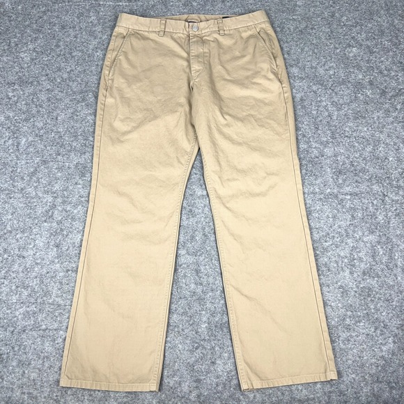 Bonobos Pants Mens 35x30 Tan Khaki Straight Leg Washed Chino Cotton Twill Casual - Picture 1 of 13